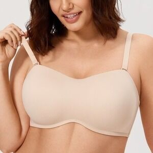 DELIMIRA Women's Bandeau Underwire Minimizer Strapless Bra size 32F